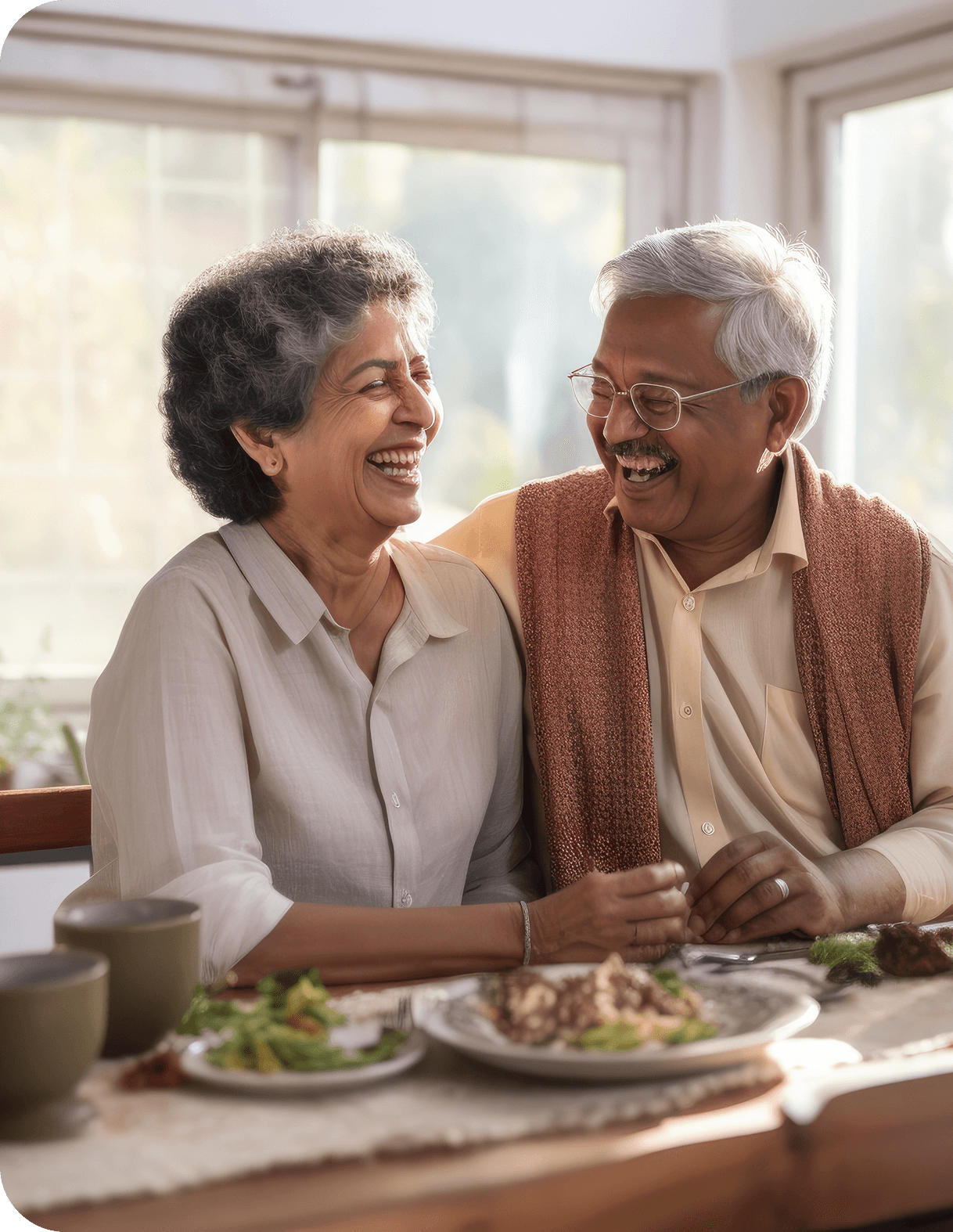 Senior couple enjoying a meal together